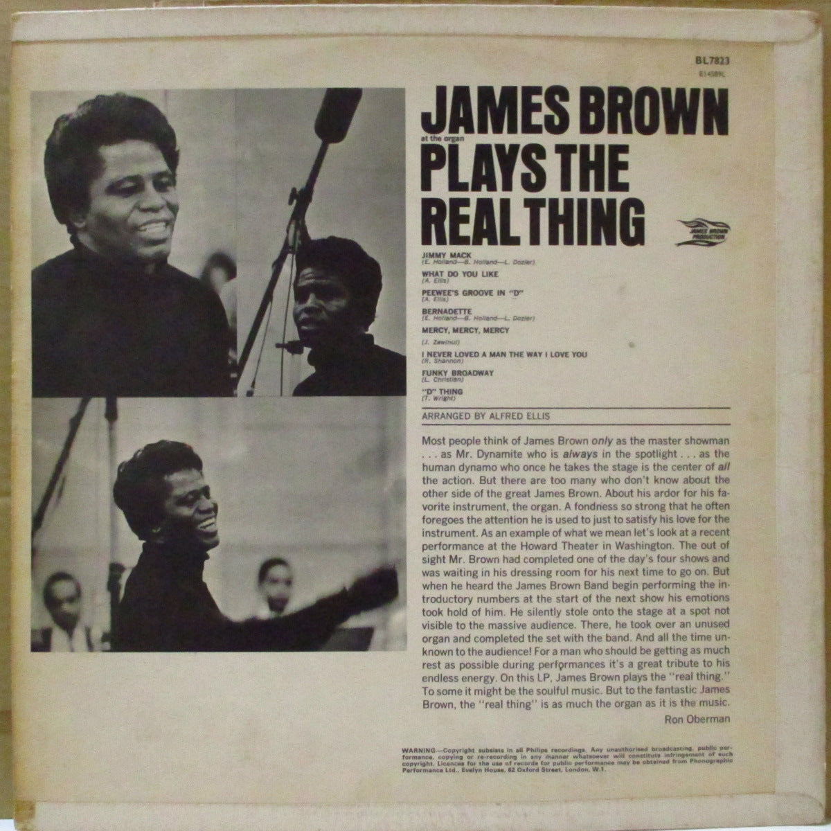 JAMES BROWN (ジェームス・ブラウン) - At The Organ Plays The Real Thing (UK '67 オリジナル・モノラル LP/光沢紙質折り返しジャケ) オルガン・モッド・ジャズ・インスト・アルバム!