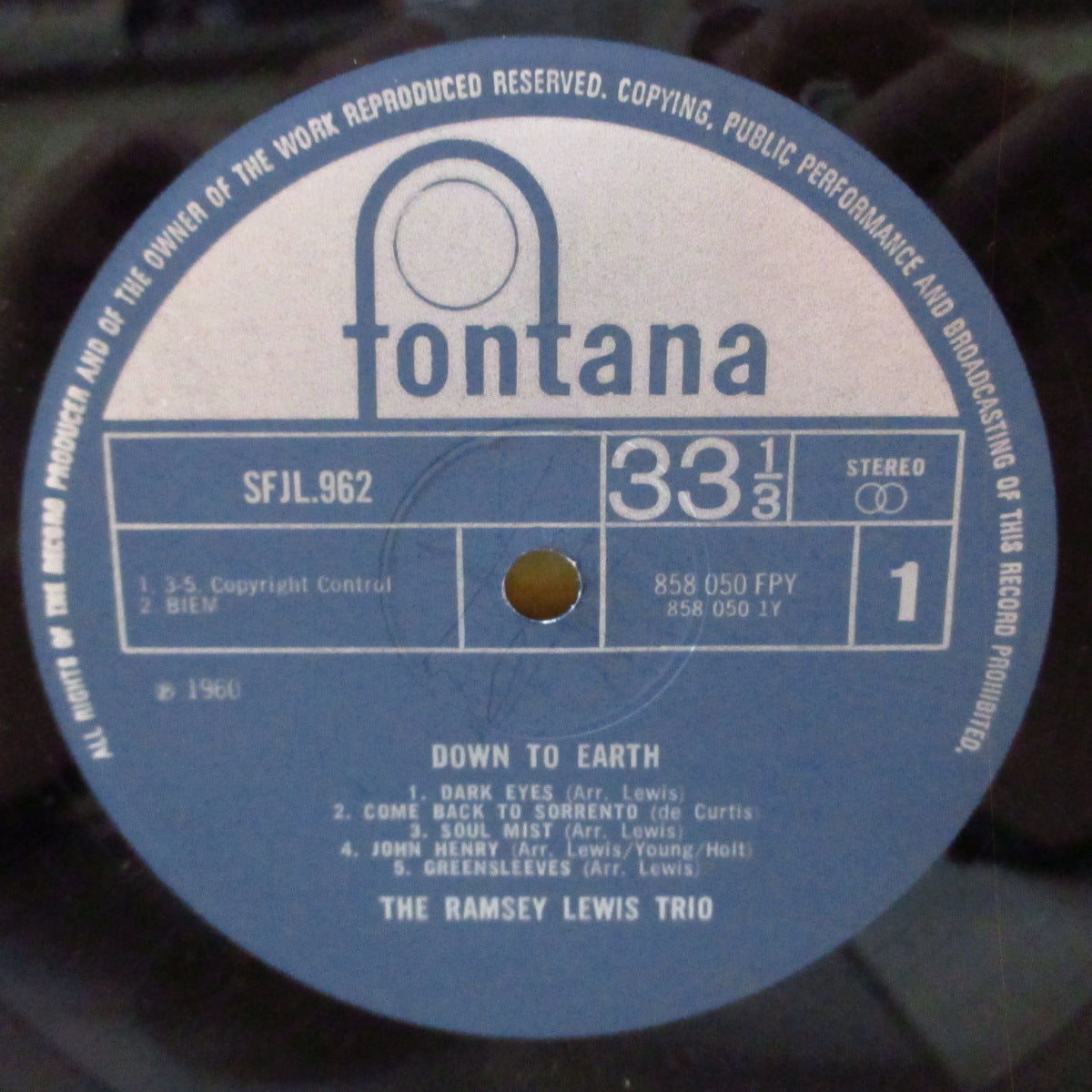 RAMSEY LEWIS TRIO (ラムゼイ・ルイス・トリオ) - Down To Earth (UK 60's 再発 ステレオLP/表面コーティング・ジャケ)R&B-MOD JAZZトリオ59年4作目アルバム、英国独自ジャケ!