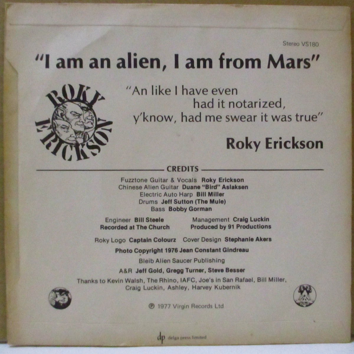 ROKY ERICKSON (ロッキー・エリクソン) - Bermuda (UK '77 オリジナル 7インチ+マットソフト紙ジャケ)