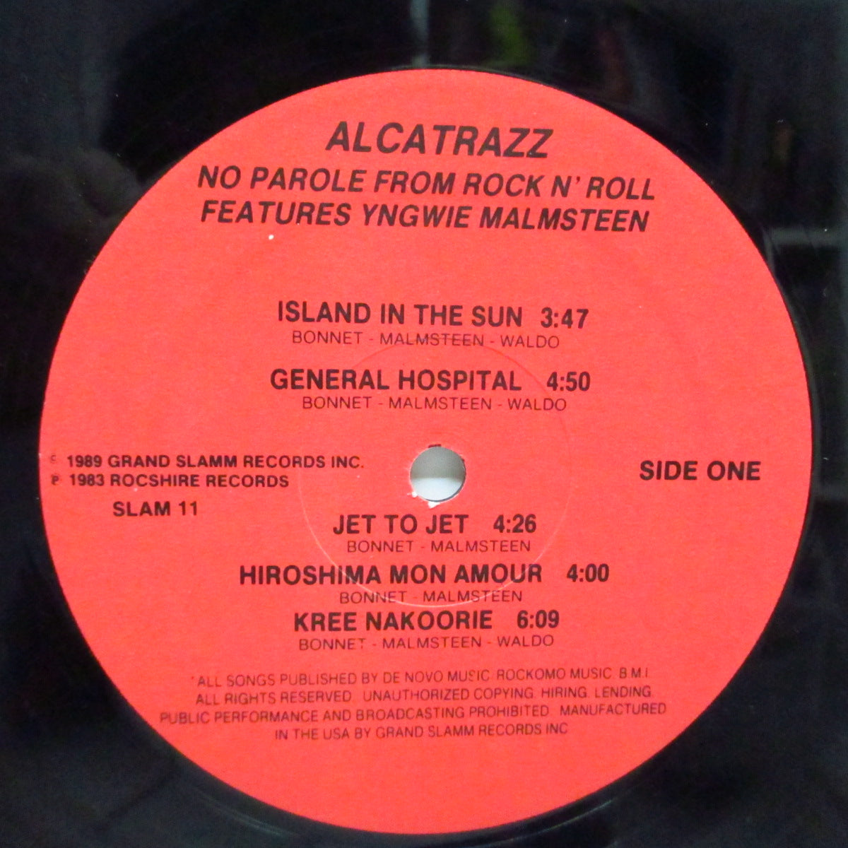 ALCATRAZZ (アルカトラス) - No Parole From Rock 'N' Roll (US '89 再発 LP+ステッカー付きジャケ/SLAM 11)