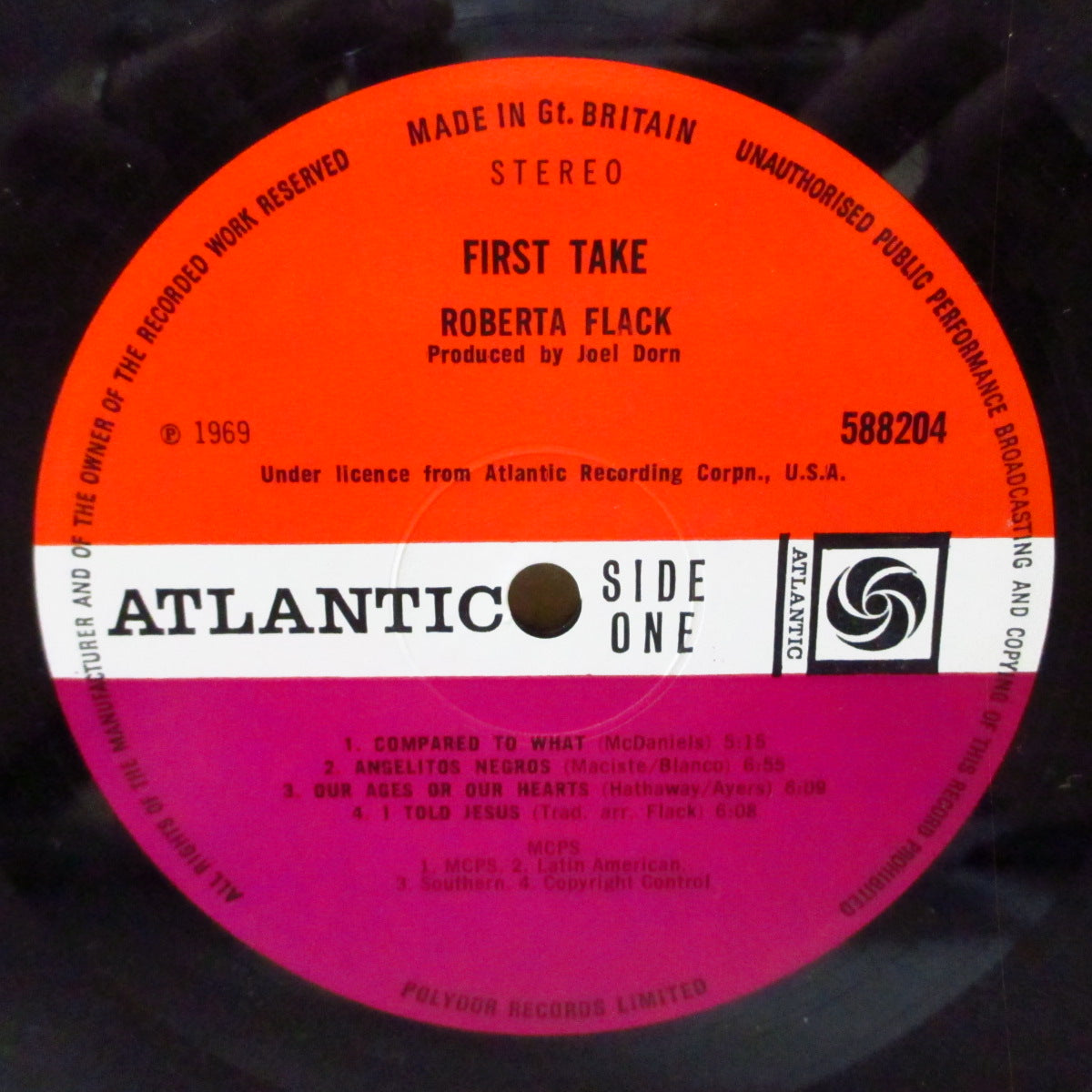 ROBERTA FLACK (ロバータ・フラック) - First Take (UK '69 初回オリジナル「オレンジ&プラム・ラベ」ステレオ LP/表面コーティング・ジャケ) 美品!
