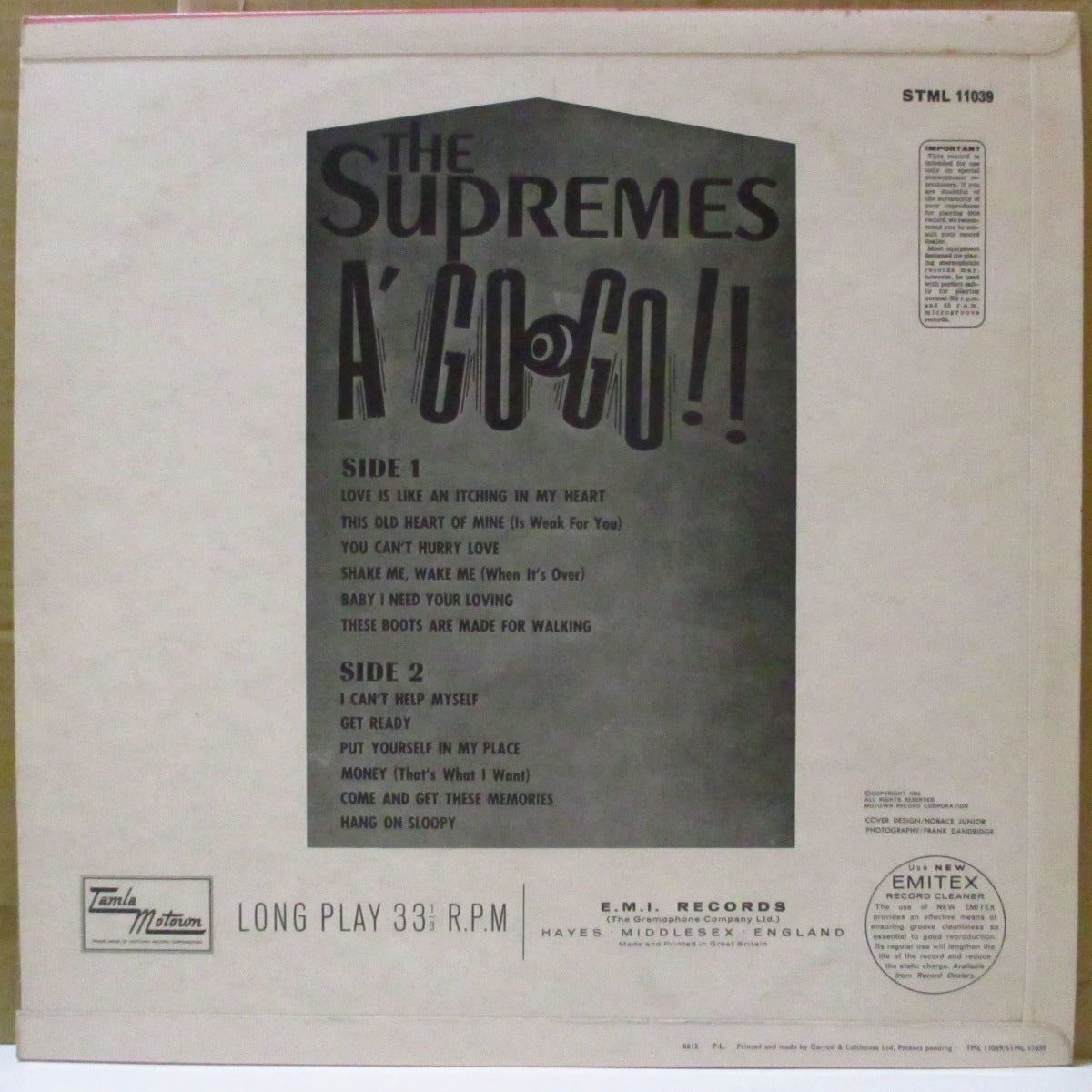 SUPREMES (シュプリームス) - A' Go Go (UK '66 初回「All Rightsリム・マット黒ラベ」オリジナル・ステレオ LP/表面コーティング3面折り返しジャケ)近年稀な美品
