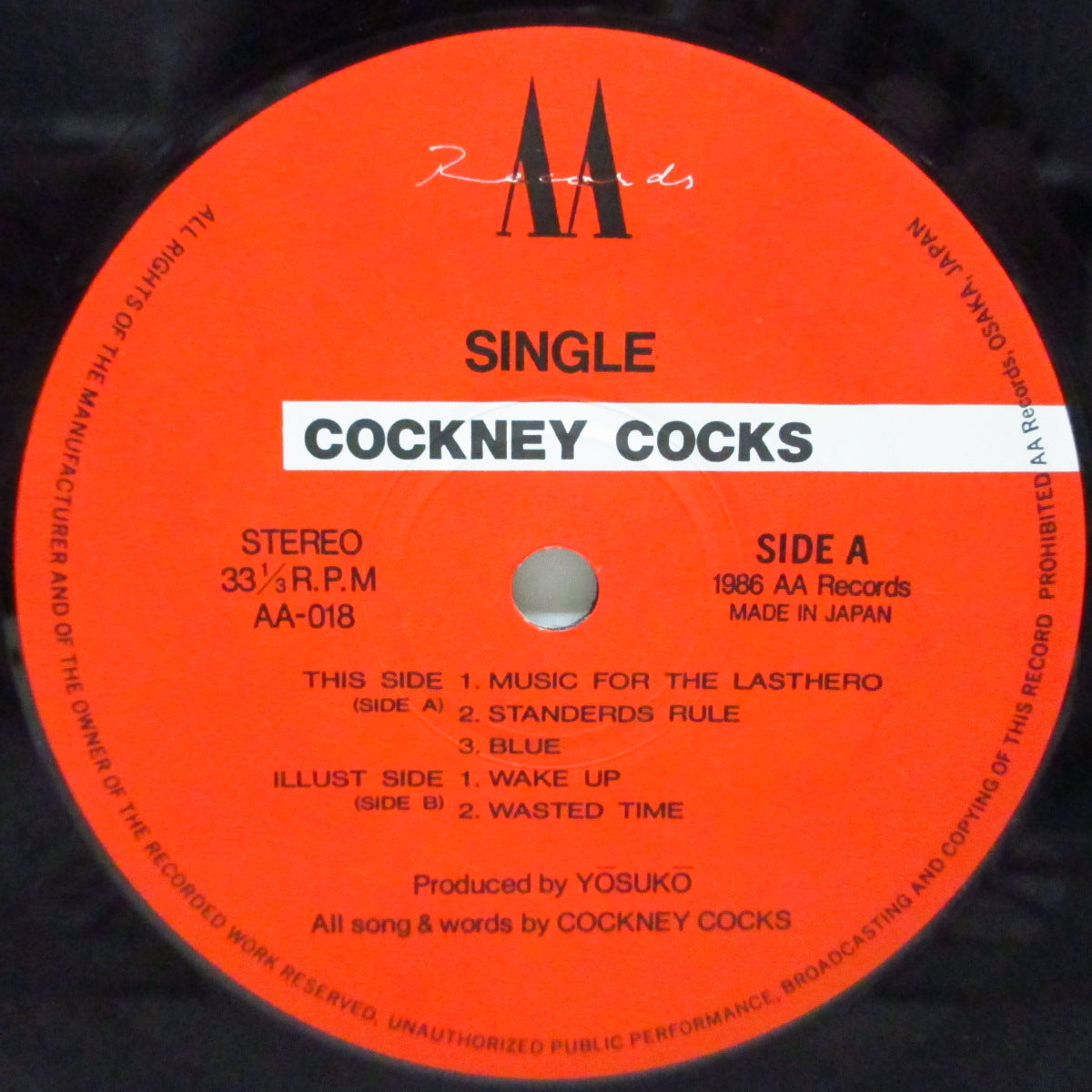 COCKNEY COCKS (コックニー・コックス) - Single (Japan オリジナル 7"+光沢ソフト紙ジャケ) 京都 Oi!パンク1st EP !