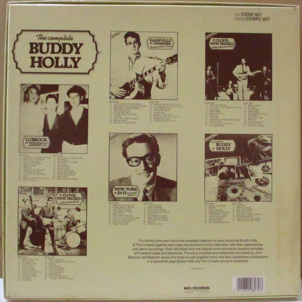 BUDDY HOLLY (バディ・ホリー) - The Complete Buddy Holly (UK '86 再発 LPx6枚組ボックスセット+64頁ブックレット) コレクタブル音源満載!