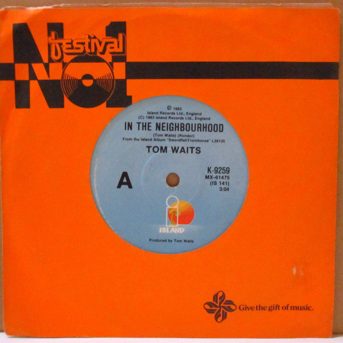 TOM WAITS (トム・ウェイツ) - In The Neighborhood (OZ '83 オリジナル 7インチ+カンパニースリーブ)