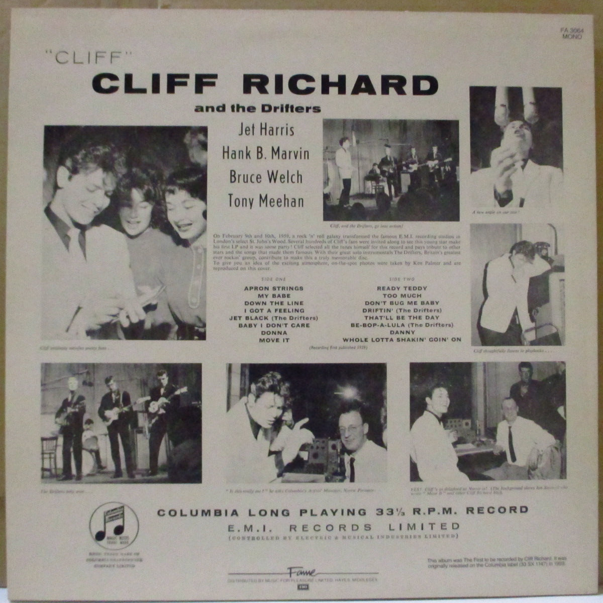 CLIFF RICHARD & THE DRIFTERS (クリフ・リチャード & ザ・ドリフターズ) - Cliff (1st) (UK '83 再発モノラル LP/FA-3064) 初期ロッカー時代の'59年デビュー(スタジオ・ライブ)アルバム