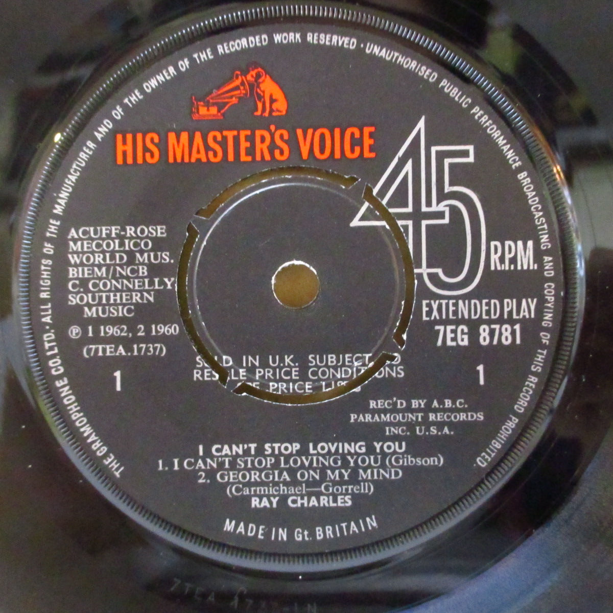 RAY CHARLES (レイ・チャールズ) - I Can't Stop Loving You +3 (UK '62 オリジナル4曲入り 7インチ EP)英国独自編集盤
