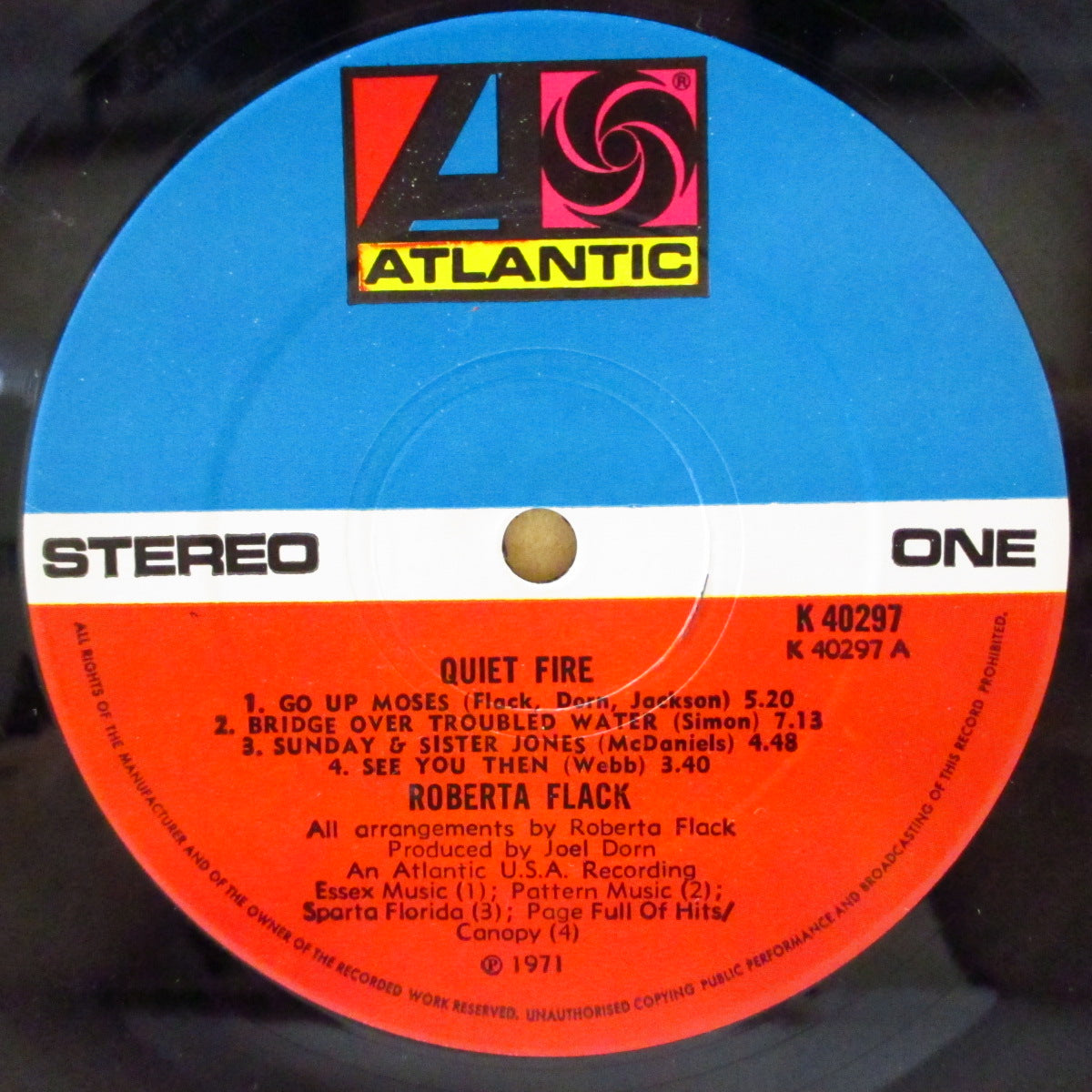 ROBERTA FLACK (ロバータ・フラック) - Quiet Fire (UK '71 「ワーナーロゴ無し/Made in UKクレジット無しラベ」オリジナル・ステレオ LP)名作サード・アルバム