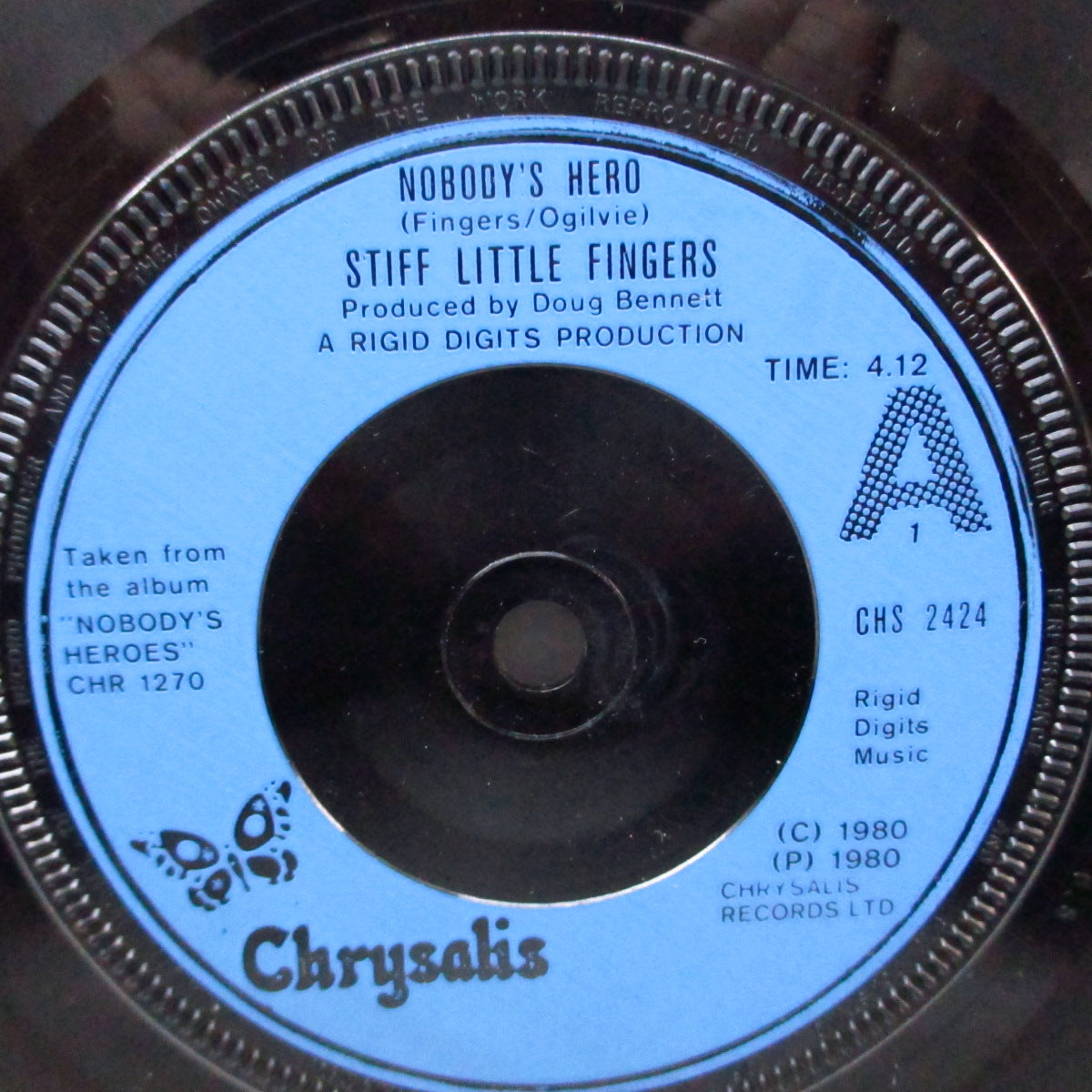 STIFF LITTLE FINGERS (スティッフ・リトル・フィンガーズ) - Nobody's Hero (UK オリジナル「青プララベ」7"/光沢固紙製折り返しジャケ)