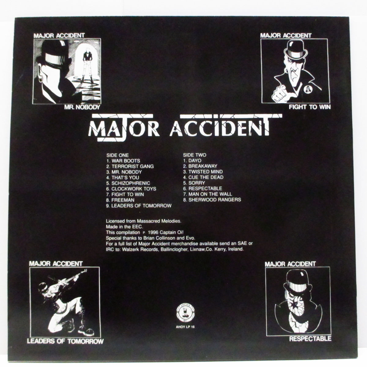 MAJOR ACCIDENT (メジャー・アクシデント) - Clockwork Heroes (UK '98 限定再発「ホワイトヴァイナル」LP/AHOY LP 16) シングル集!