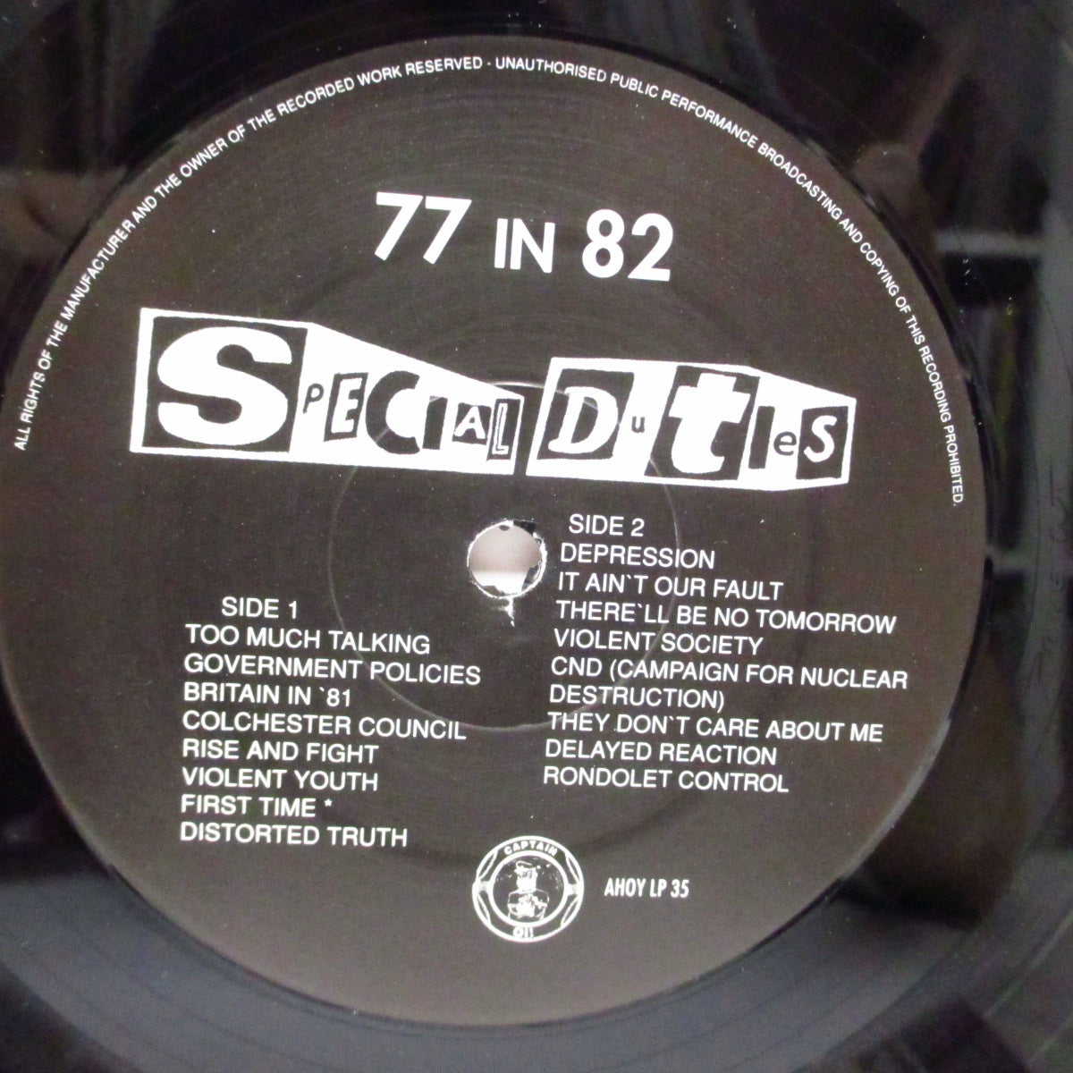 SPECIAL DUTIES (スペシャル・デューティーズ) - '77 in '82 (UK '96 再発「ブラックヴァイナル」LP+インサート/AHOY LP 35) '82年ファースト!