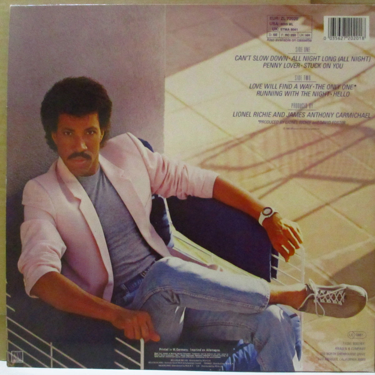 LIONEL RICHIE (ライオネル・リッチー) - Can't Slow Down (EU '85 再発品番「ZL 72020」ステレオLP;インナー/見開きジャケ)大ヒット「All Night Log」収録。