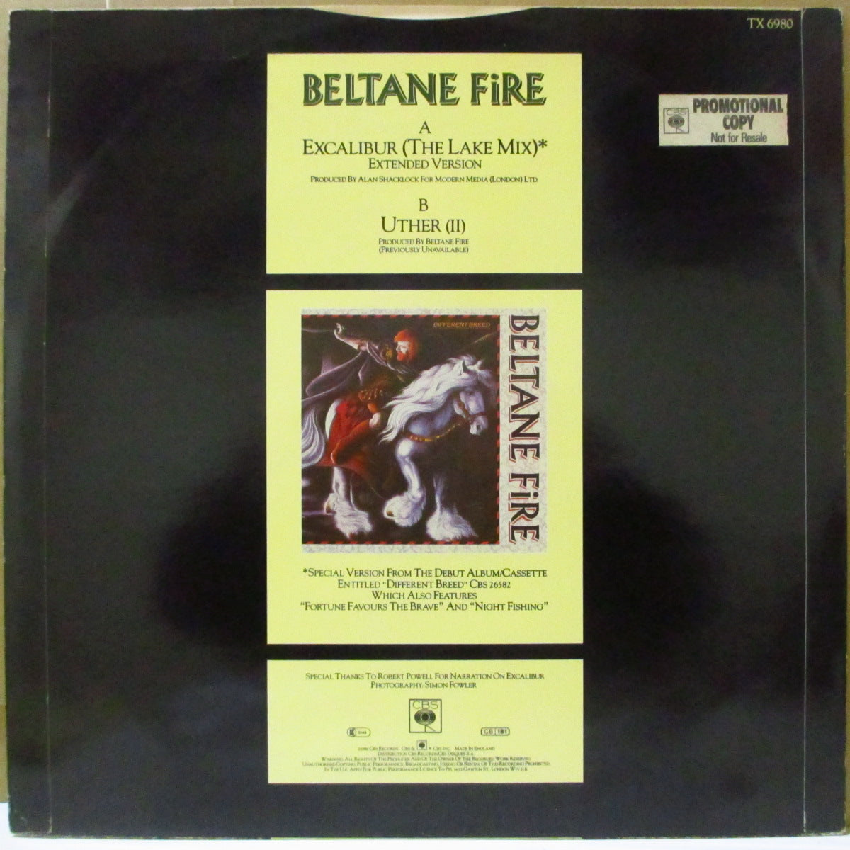 BELTANE FIRE (ベルテイン・ファイヤー: 元ブルーキャッツ) - Excalibur - The Lake Mix (UK '86 オリジナル 12インチ/光沢折り返しジャケ)