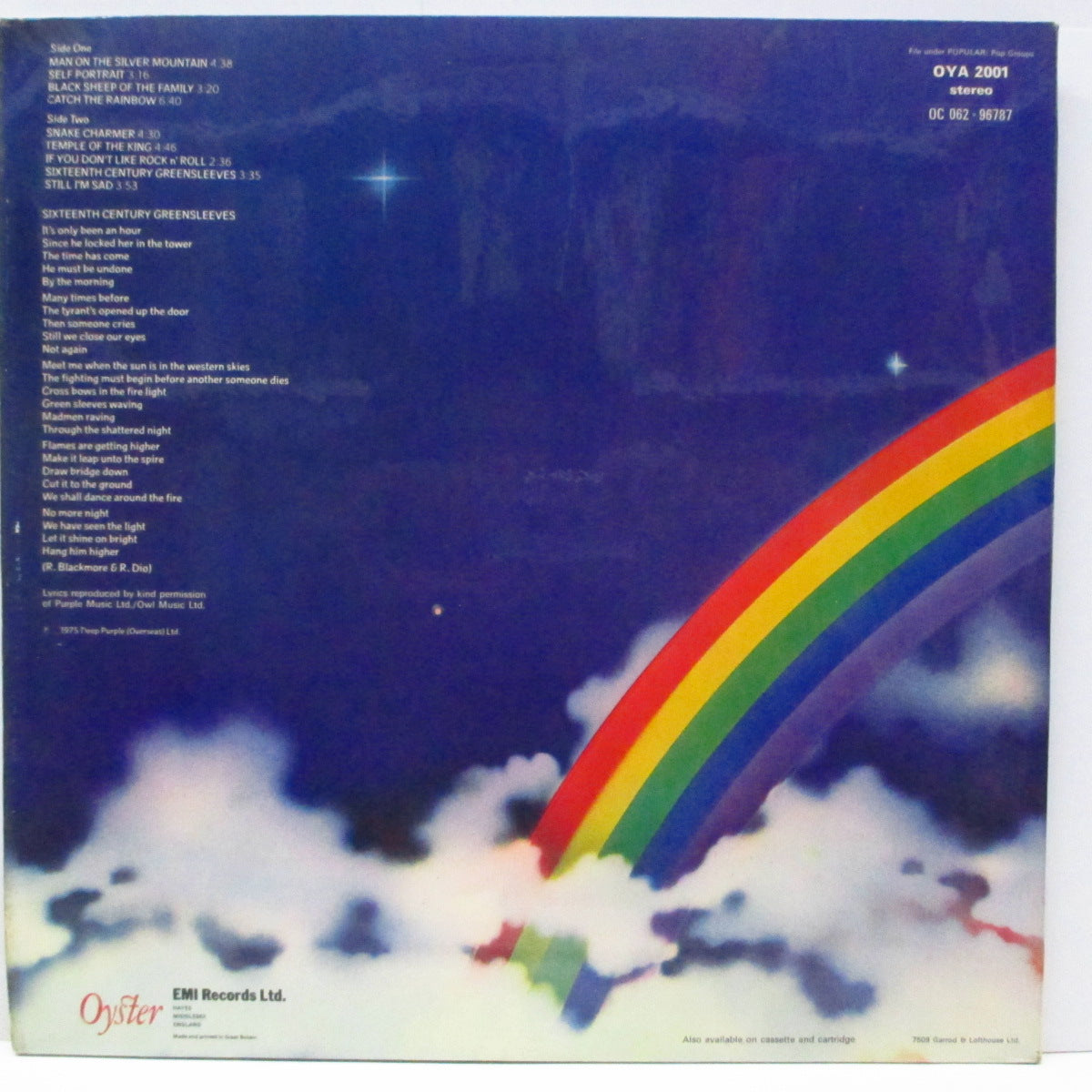 RAINBOW (レインボウ) - Ritchie Blackmore's Rainbow (UK オリジナル「オイスター」ラベ LP/両面コーティング見開ジャケ) '75年デビューアルバム !