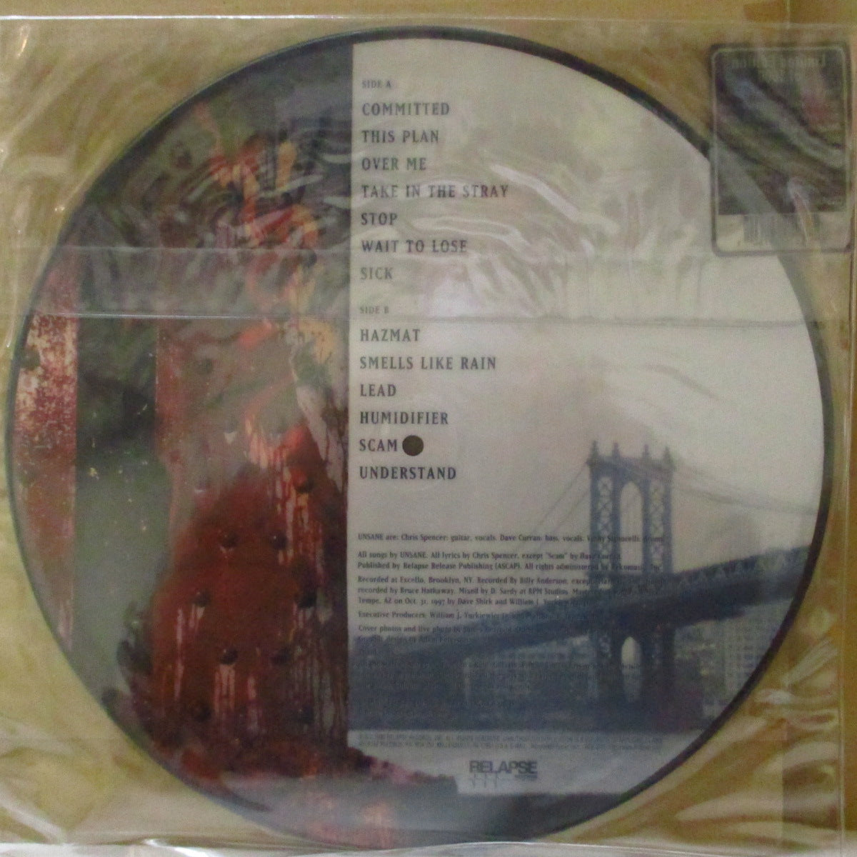 UNSANE (アンセイン) - Occupational Hazard (US 1,000枚限定「ピクチャー」 LP+レアステッカー付きPVC) '98年4thアルバム