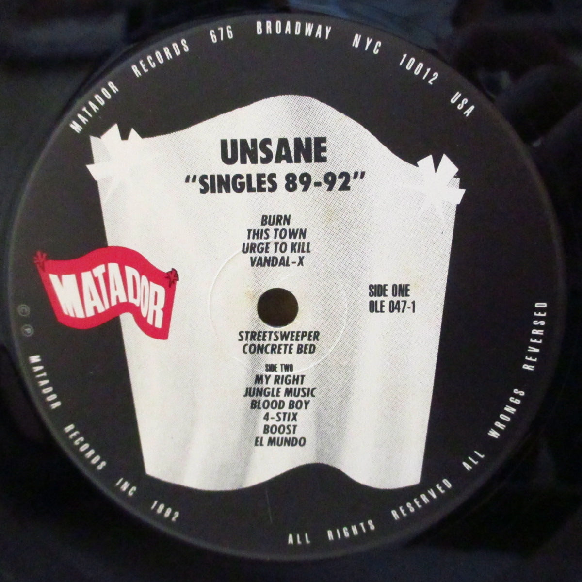 UNSANE (アンセイン) - Singles 89-92 (US 限定 LP+ソフト紙インナー) '93年シングル・コンピ
