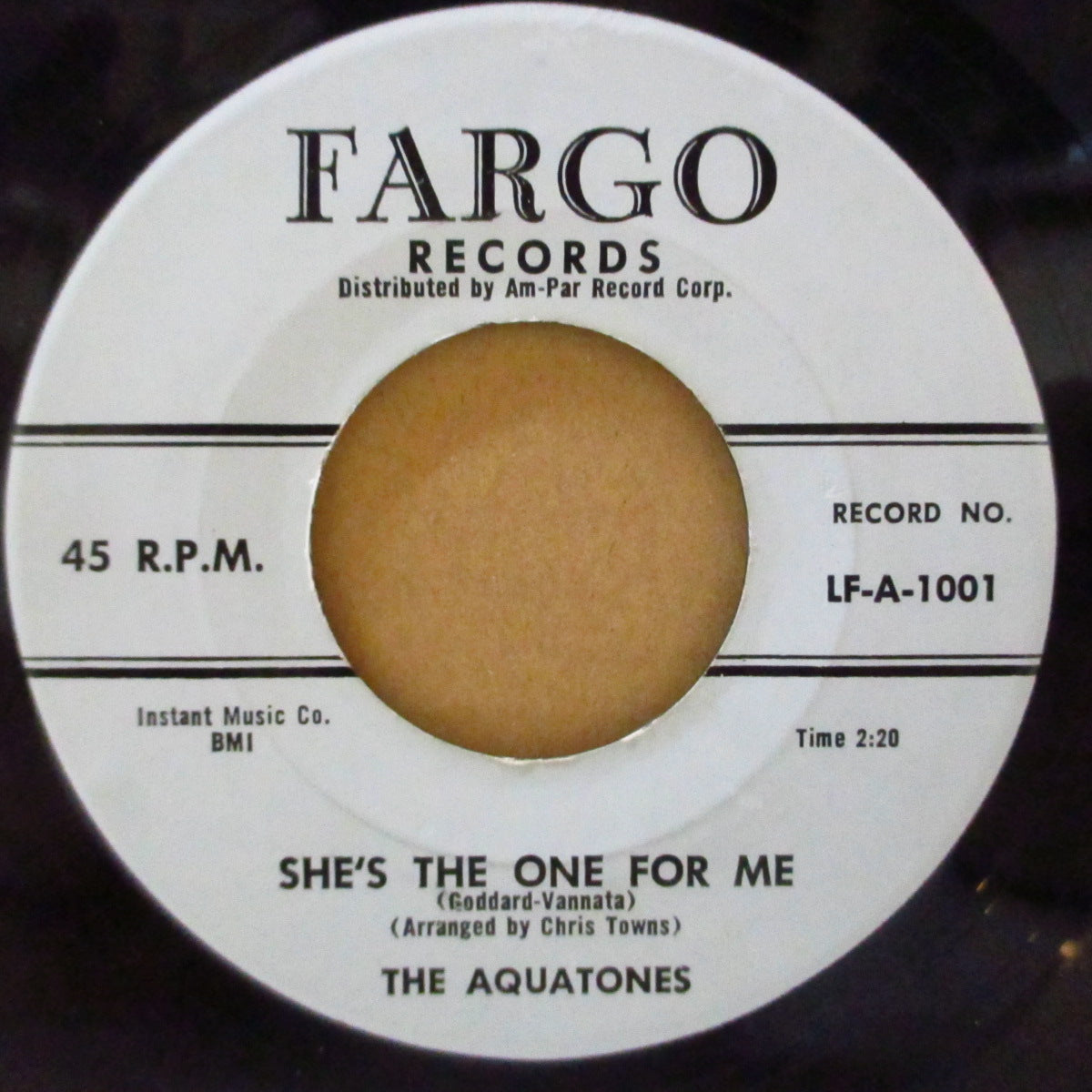 AQUATONES (ジ・アクアトーンズ) - She's The One For Me / You (US '58 セカンドプレス「Am-Par社流通記載水色ラベ」7インチ) アップテムポ・ドゥワップ+極上バラッド