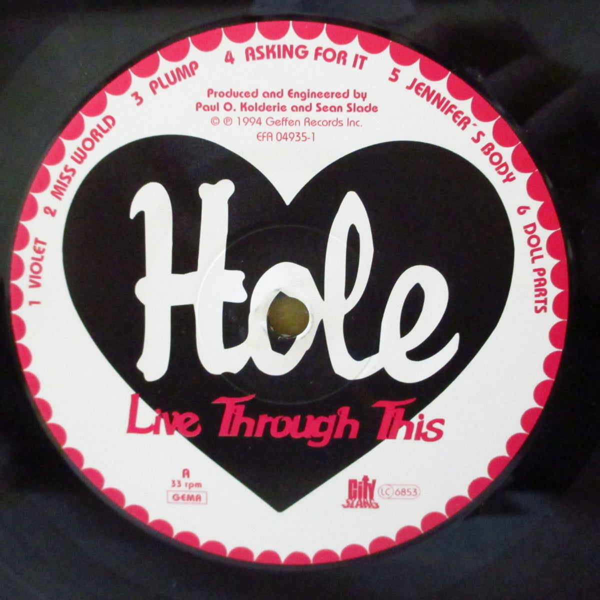 HOLE (ホール) - Live Through This (German オリジナル「黒ハートラベ・黒盤」 LP) '94年2ndアルバム、美品!