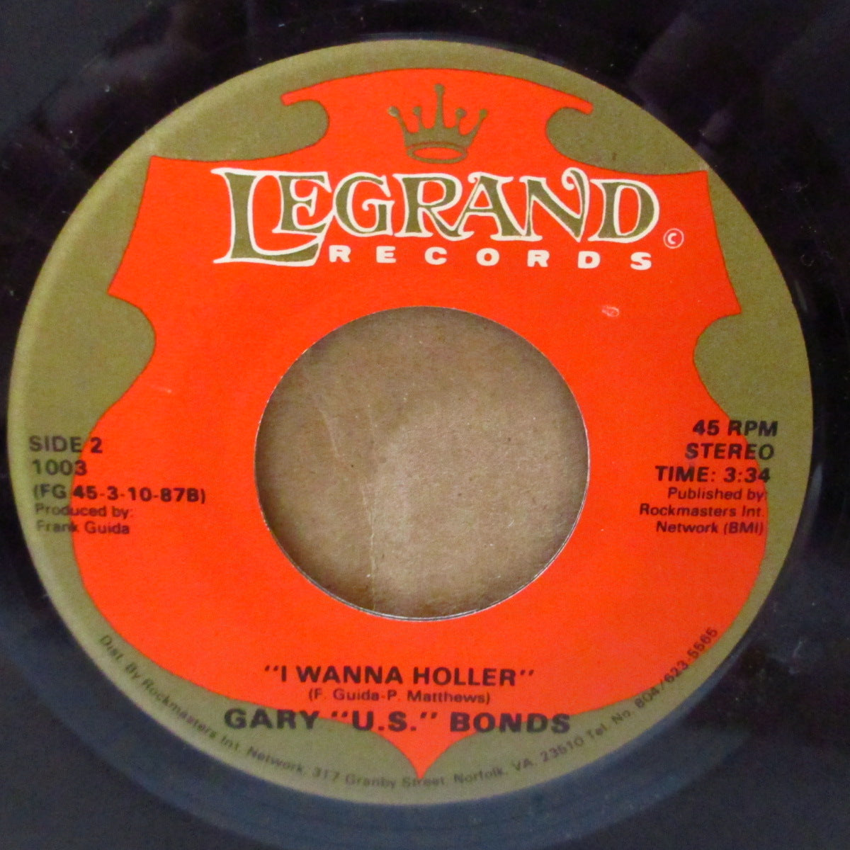 GARY U.S.BONDS (ゲイリーU.S.ボンド) - I Wanna Holler / New Orleans (US '87 正規再発 7インチ)ジャングル・ポップコーン!シングルカットはこれのみ!