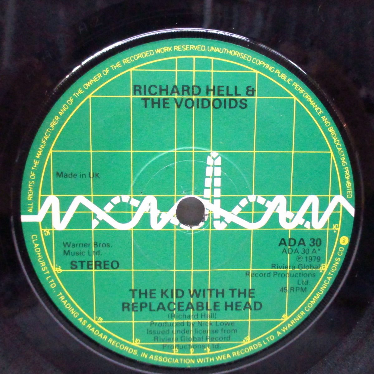 RICHARD HELL & THE VOIDOIDS (リチャード・ヘル & ザ・ヴォイドイズ) - The Kid With The Replaceable Head (UK オリジナル 7"/光沢固紙折り返しジャケ)