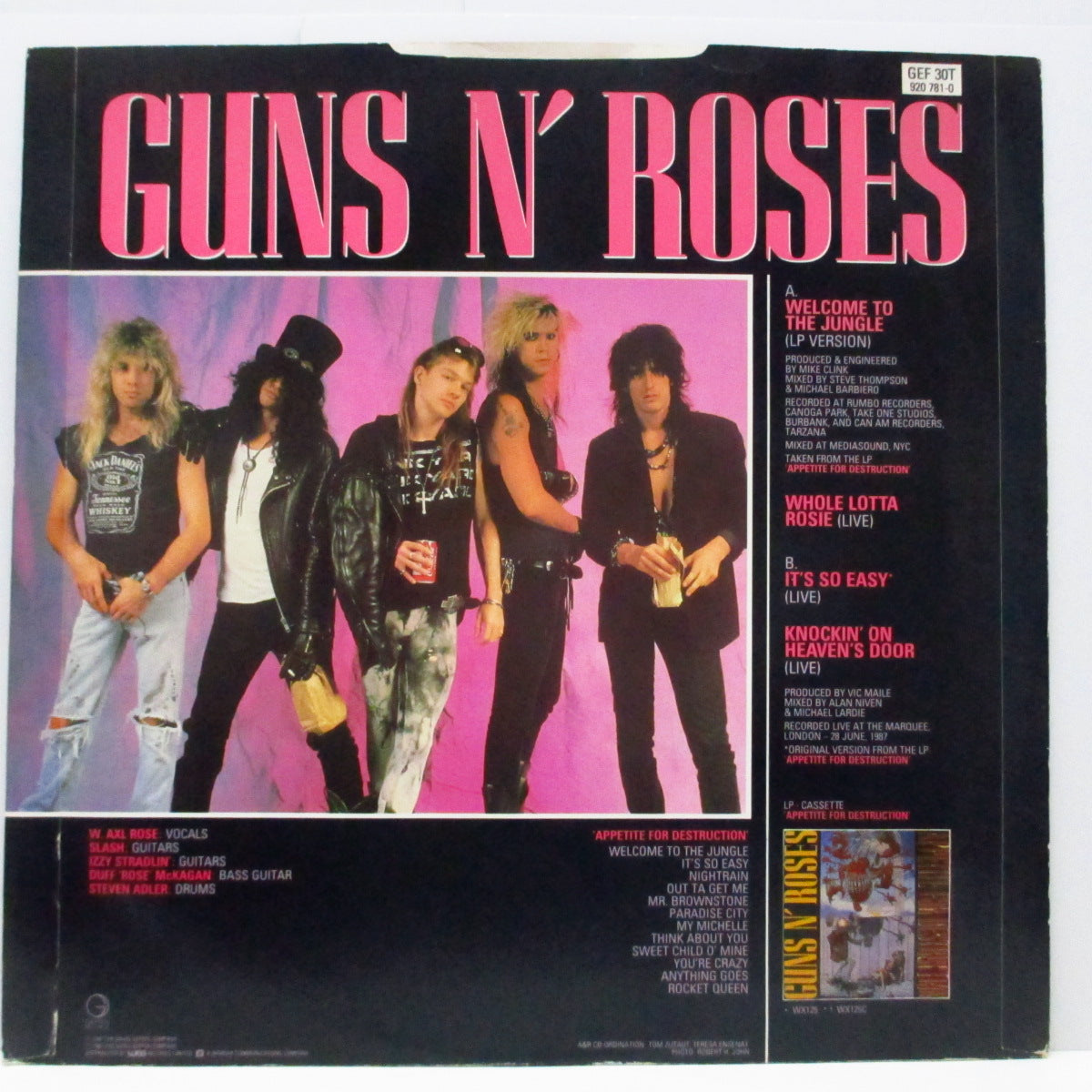 GUNS N' ROSES (ガンズ・アンド・ローゼズ) - Welcome To The Jungle +3 (UK オリジナル4曲入り 12"/赤ジャケ)
