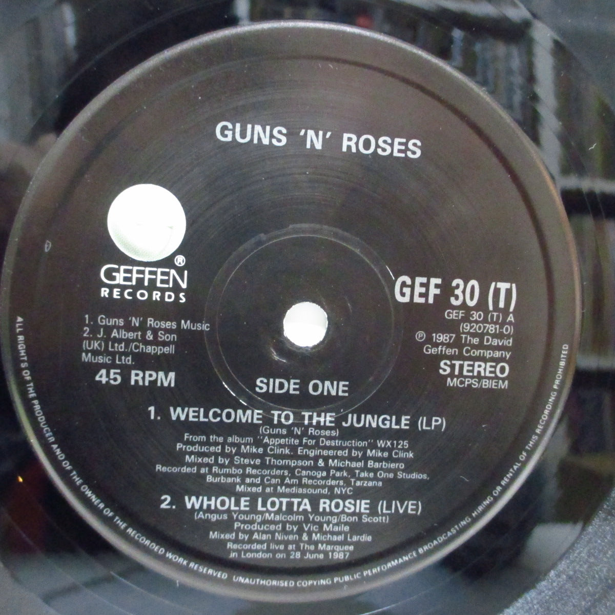 GUNS N' ROSES (ガンズ・アンド・ローゼズ) - Welcome To The Jungle +3 (UK オリジナル4曲入り 12"/赤ジャケ)