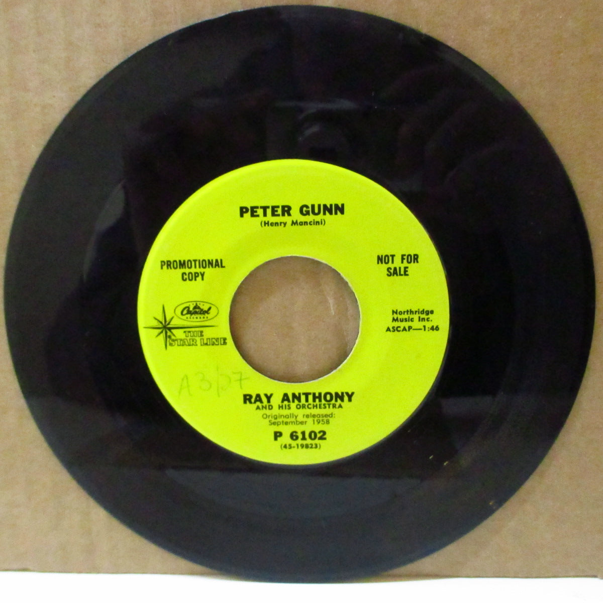 RAY ANTHONY & His Orchestra (レイ・アンソニー楽団) - Peter Gunn / Dragnet (US 70's 再発プロモ「黄緑ラベ」カップリング7インチ)TVドラマ・テーマ名曲!