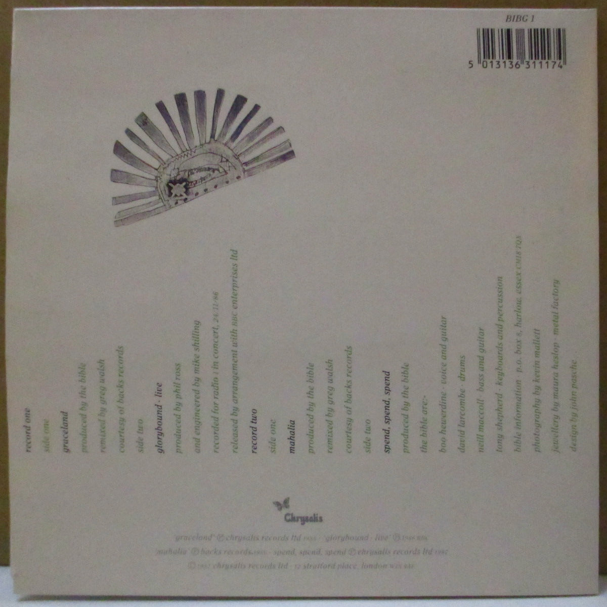 BIBLE, THE (ザ・バイブル) - Graceland +3 (UK '87 再発 2x7インチ+光沢固紙見開きジャケ)