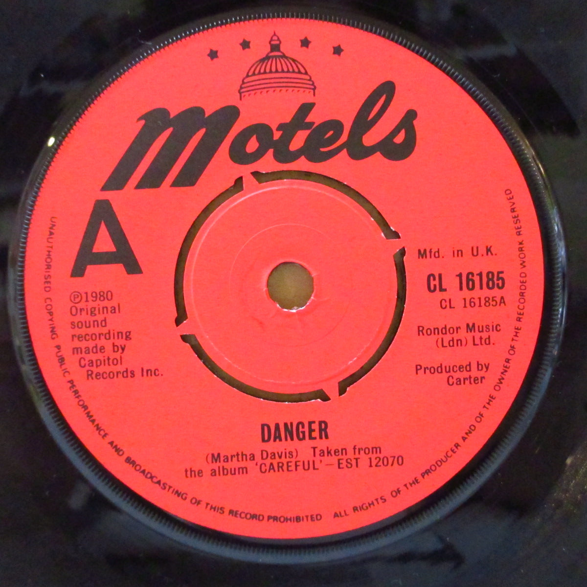 MOTELS, THE (ザ・モーテルズ) - Danger (UK オリジナル 7インチ+光沢ソフト紙ジャケ)