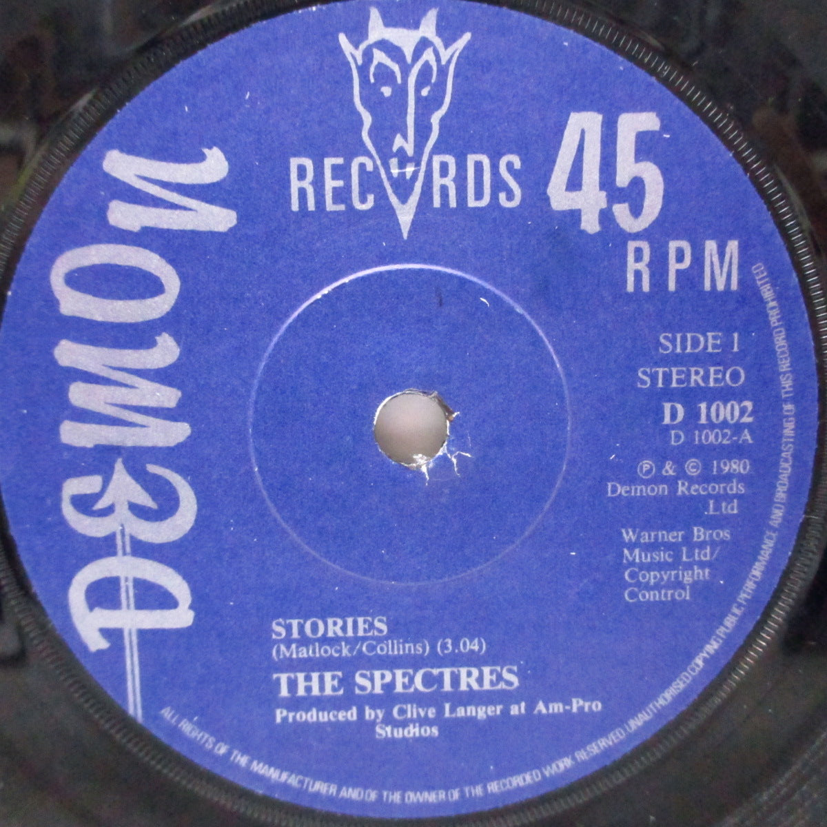 SPECTRES, THE (スペクターズ) - Stories (UK オリジナル 7"/光沢固紙折り返しジャケ) 激レア「グレン・マトロック」の直筆サイン入り !