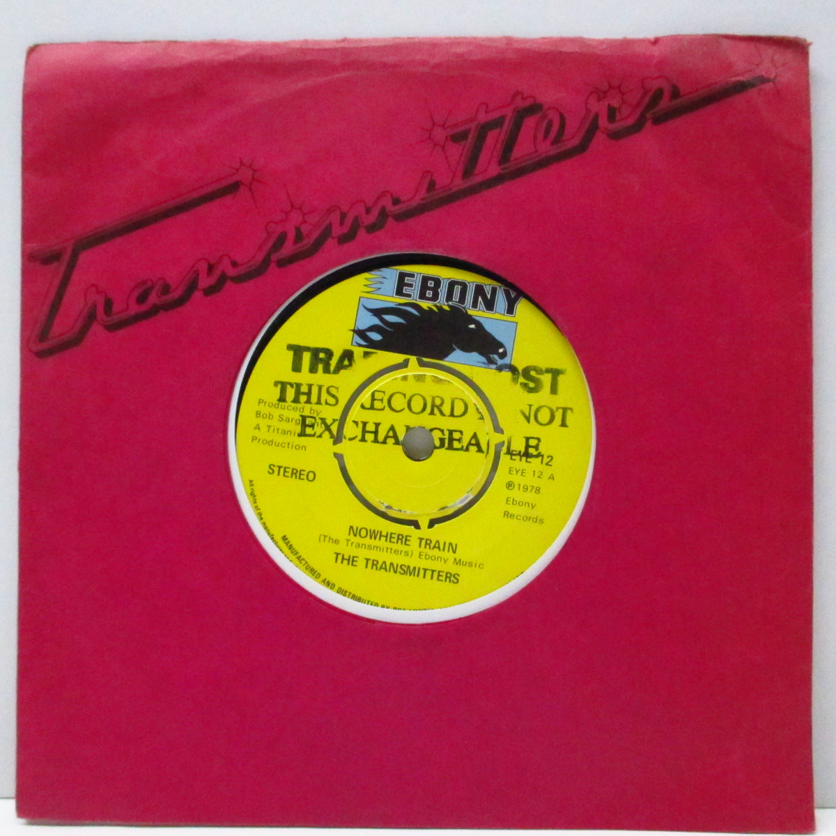 TRANSMITTERS, THE (ザ・トランスミッターズ) - Nowhere Train (UK オリジナル 7"/マットソフト紙折り返し「ダイカット」ジャケ) 全曲アルバム未収録!