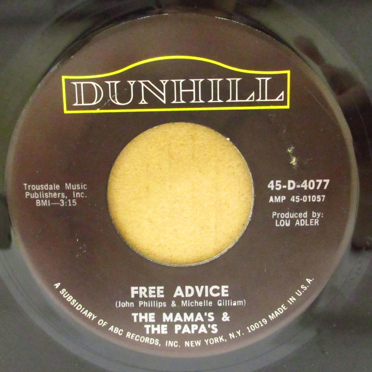 MAMAS & THE PAPAS, THE (ザ・ママス & ザ・パパス) - Dedicated To The One I Love (US '67 オリジナル 7インチ)「シュレルズ」名曲の絶妙ソフトロック・カヴァ!