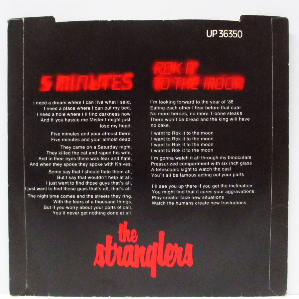 STRANGLERS, THE (ストラングラーズ ) - 5 Minutes (UK オリジナル「ラウンドセンター」7"/光沢固紙製折り返ジャケ) 両面アルバム未収録 !
