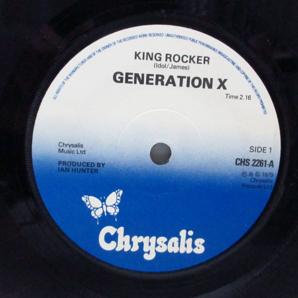 GENERATION X (ジェネレーション X) - King Rocker (UK オリジナル「紙ラベ」7"/白黒の光沢ソフト紙折り返ジャケ) 「ボブ・アンドリューズ」バージョン !