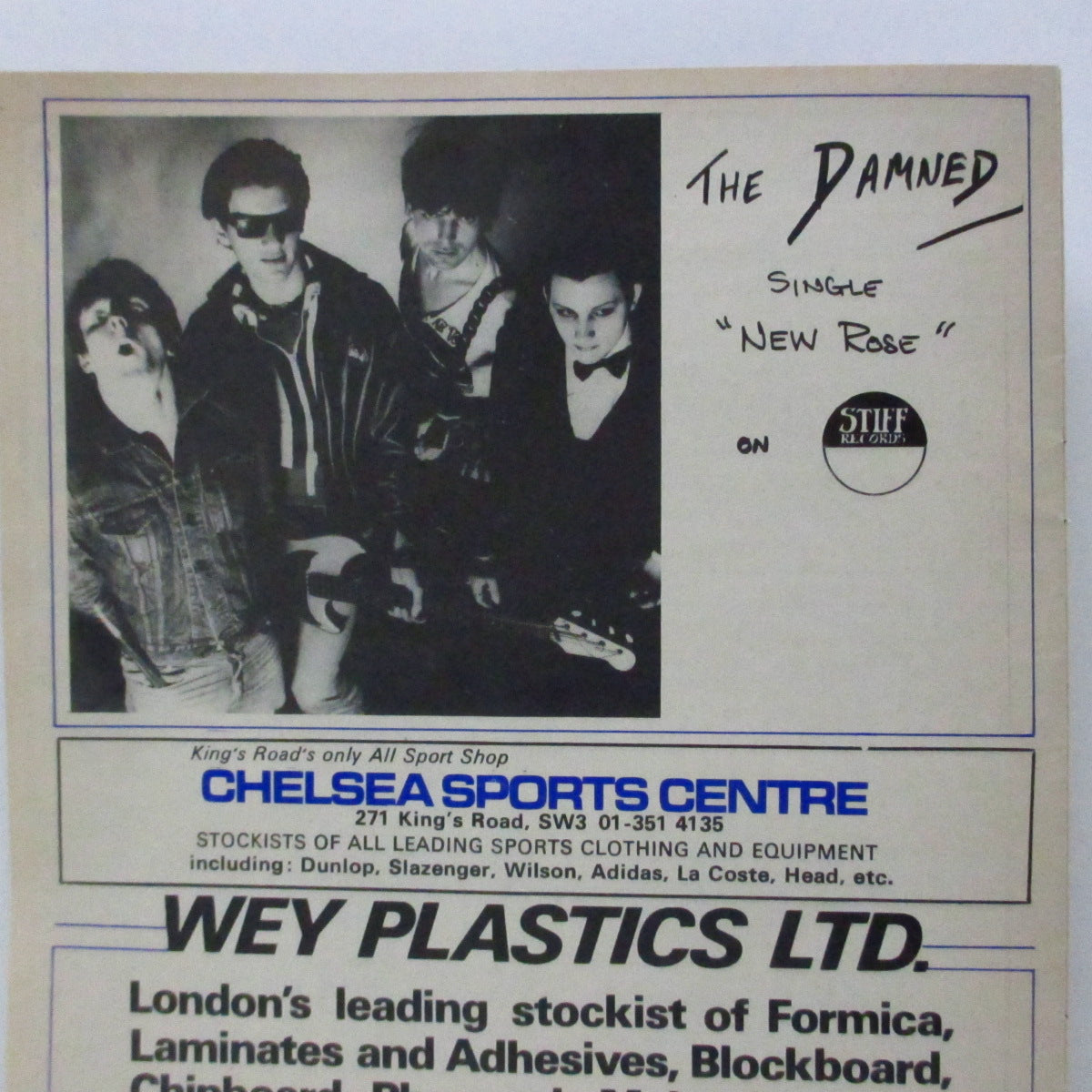 DAMNED, THE (ザ・ダムド) - Chelsea v Wolves (UK Orig.Football Programme) 「ダムド」の広告が掲載されてる'76年のサッカープログラム !