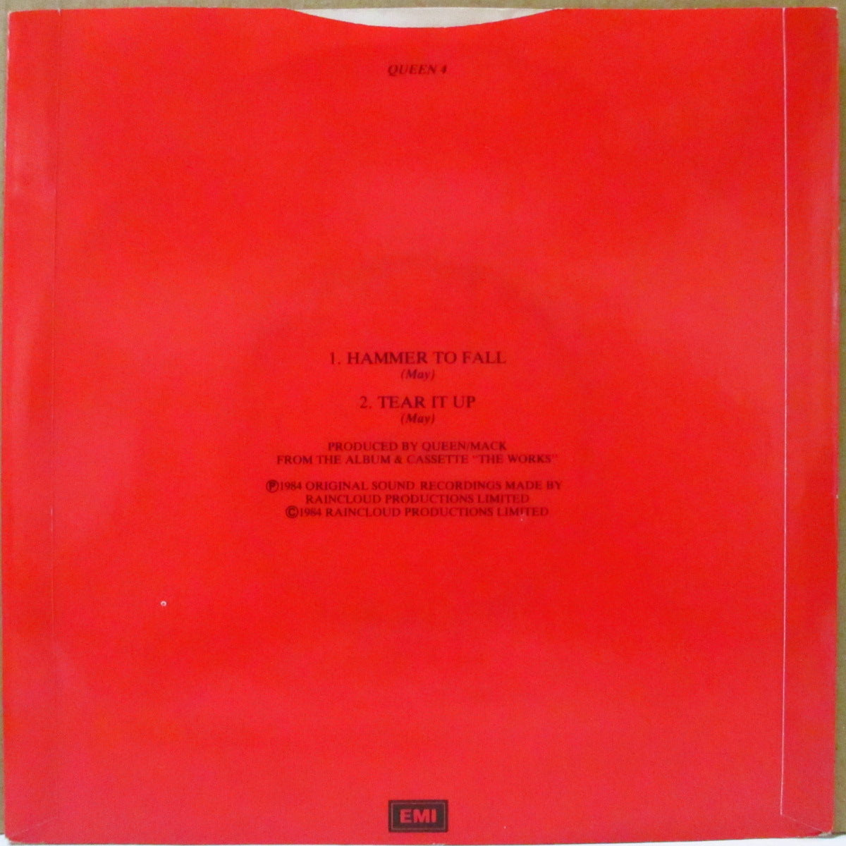 QUEEN (クイーン) - Hammer To Fall (UK '84 オリジナル「黒紙ラベ・ラウンドセンター」 7インチ+光沢固紙「赤」ジャケ)
