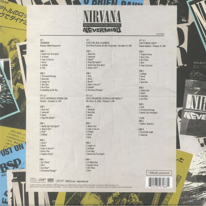 NIRVANA (ニルヴァーナ) - Nevermind - 30th Anniversary Edition (Worldwide 正規限定再発180グラム重量 8xLP+7インチ ボックスセット/NEW) 名作2ndアルバム30周年記念ボックスセット