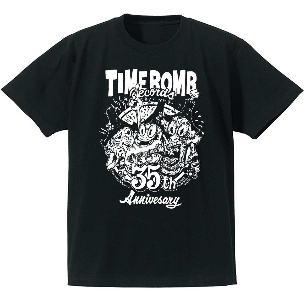 TIME BOMB RECORDS - TIME BOMB RECORDS 35th Anniversary T-Shirt /タイムボム・レコーズ・開店35周年「ロッキンジェリービーン 画 」Tシャツ (黒)