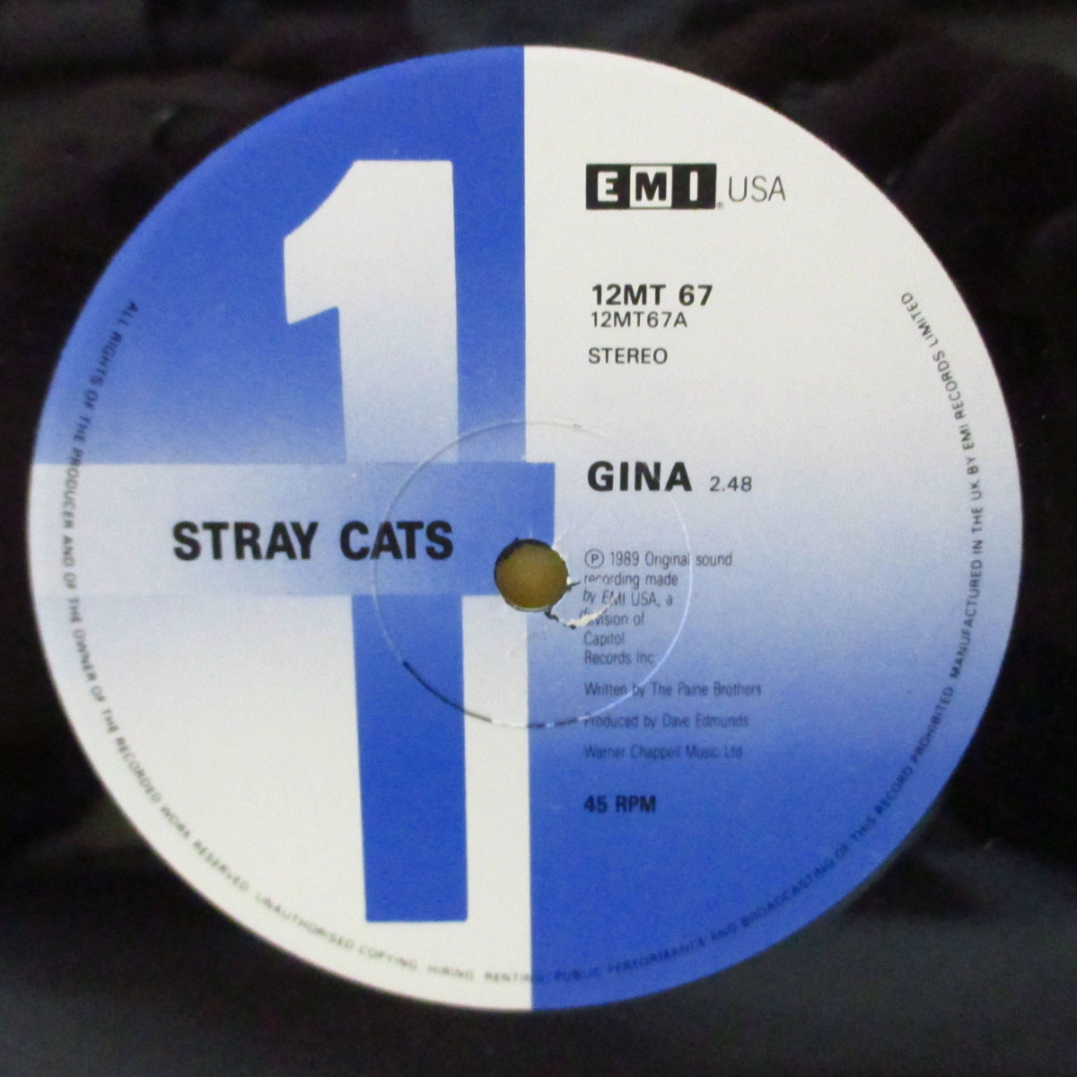 STRAY CATS (ストレイ・キャッツ) - Gina (UK '89 オリジナル3曲入り 12インチ/黒ダイカットスリーブ)