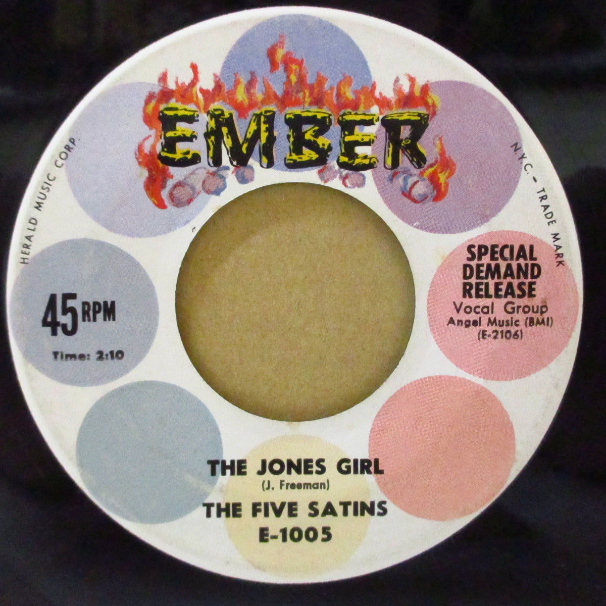 FIVE SATINS (ファイブ・サテンズ) - I'll Remembe (In The Still of The Nite) (US '60 再発「丸太炎ロゴ・ラベ」7インチ)大ヒット哀愁バラッド名曲+アップテンポ!