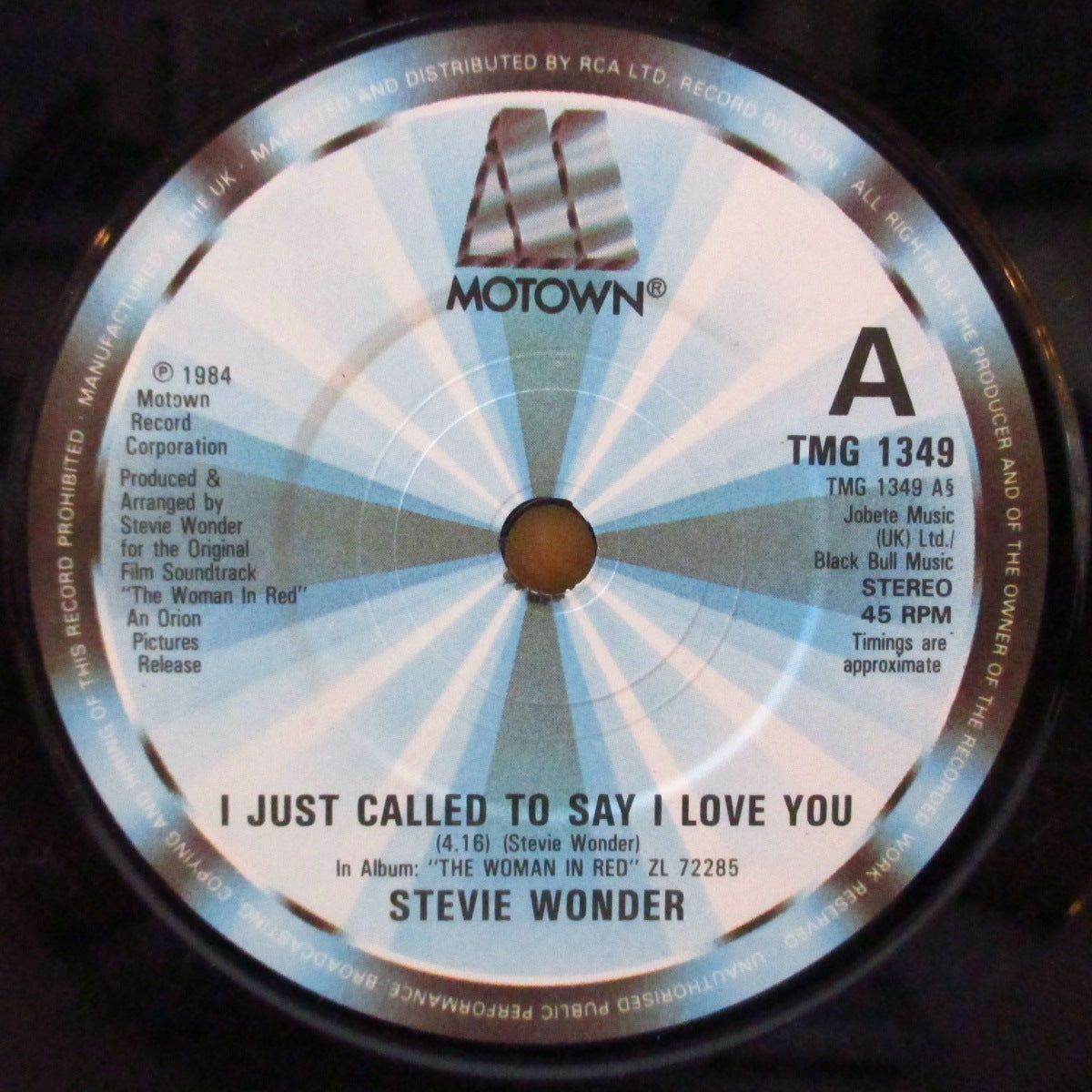 STEVIE WONDER (スティーヴィー・ワンダー) - I Just Called To Say I Love You (UK '84 オリジナル「カラー紙ラベ、ソリッド・センター」7インチ)大ヒット名曲