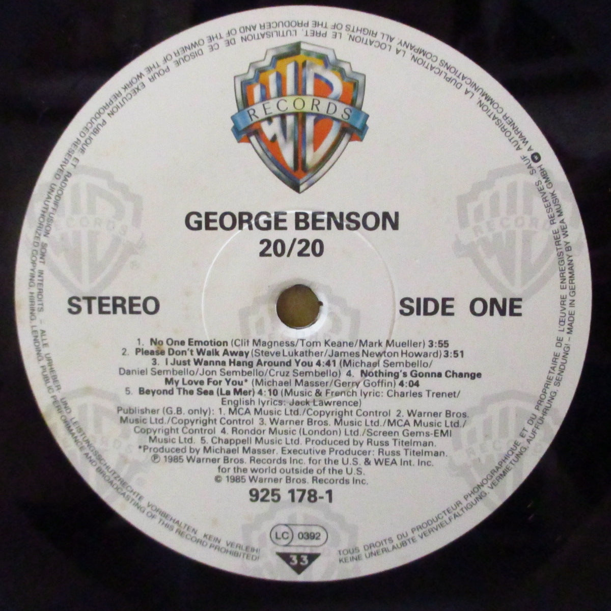 GEORGE BENSON (ジョージ・ベンソン) - 20/20 (EU-UK '85 オリジナル・ステレオ LP+インナー) '85年ヒット名作