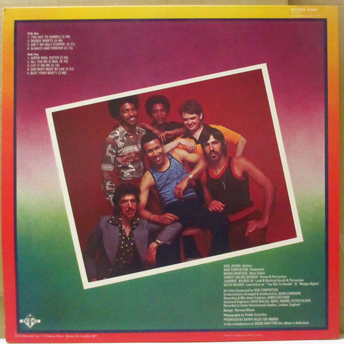 HEATWAVE (ヒートウェーブ) - Too Hot To Handle (UK '76 オリジナル・ステレオ LP)ファンキーディスコ名曲「ブギーナイツ」他、デビューアルバム。