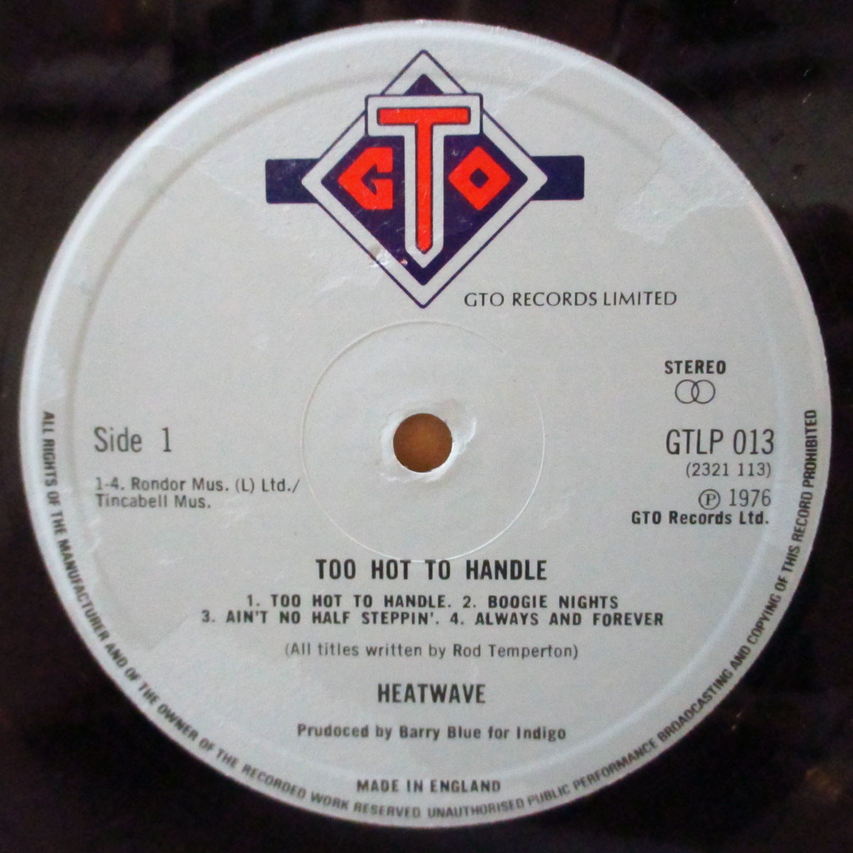 HEATWAVE (ヒートウェーブ) - Too Hot To Handle (UK '76 オリジナル・ステレオ LP)ファンキーディスコ名曲「ブギーナイツ」他、デビューアルバム。