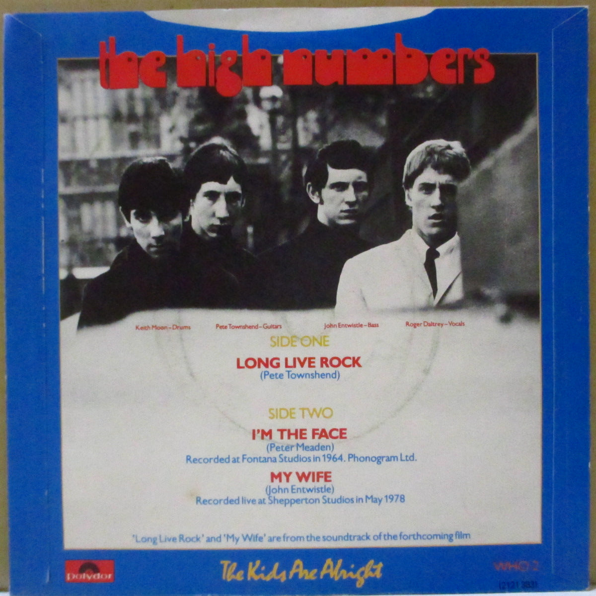 WHO (フー) - Long Live Rock +2 (UK '79 オリジナル 7インチ+光沢ソフト紙折り返しジャケ)