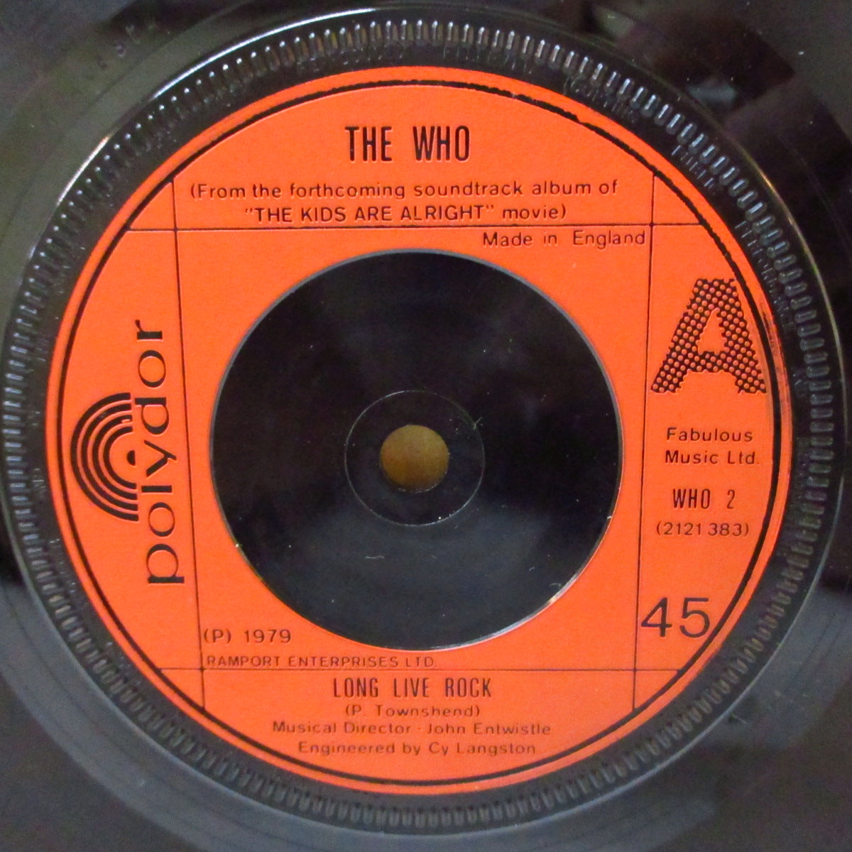WHO (フー) - Long Live Rock +2 (UK '79 オリジナル 7インチ+光沢ソフト紙折り返しジャケ)