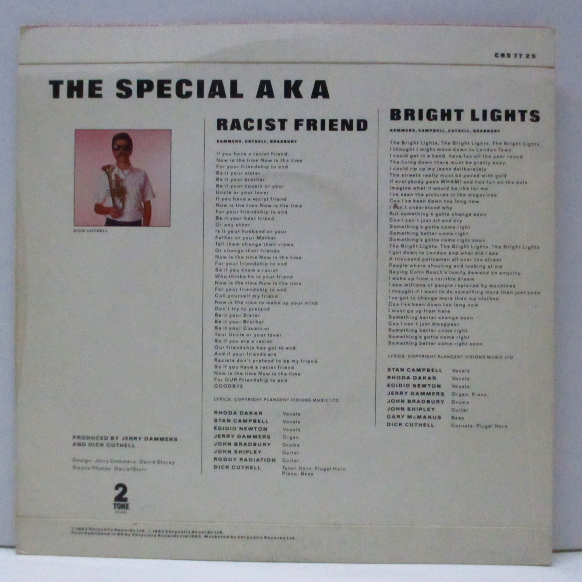 SPECIAL AKA, THE (SPECIALS, THE) (ザ・スペシャル AKA) - Racist Friend / Bright Lights (UK オリジナル「紙ラベ」7"/光沢固折り返しジャケ) 銀文字バージョン!
