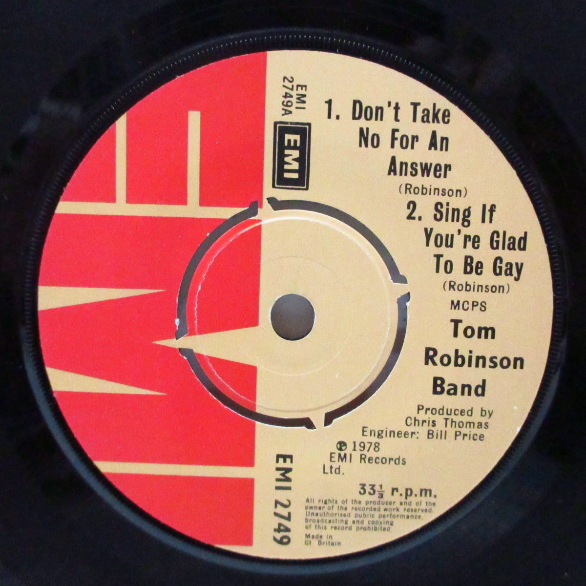 TOM ROBINSON BAND (トム・ロビンソン・バンド) - Rising Free... (UK オリジナル 4曲入り7"EP/光沢固紙折り返ジャケ) ライシアムでのライブ!