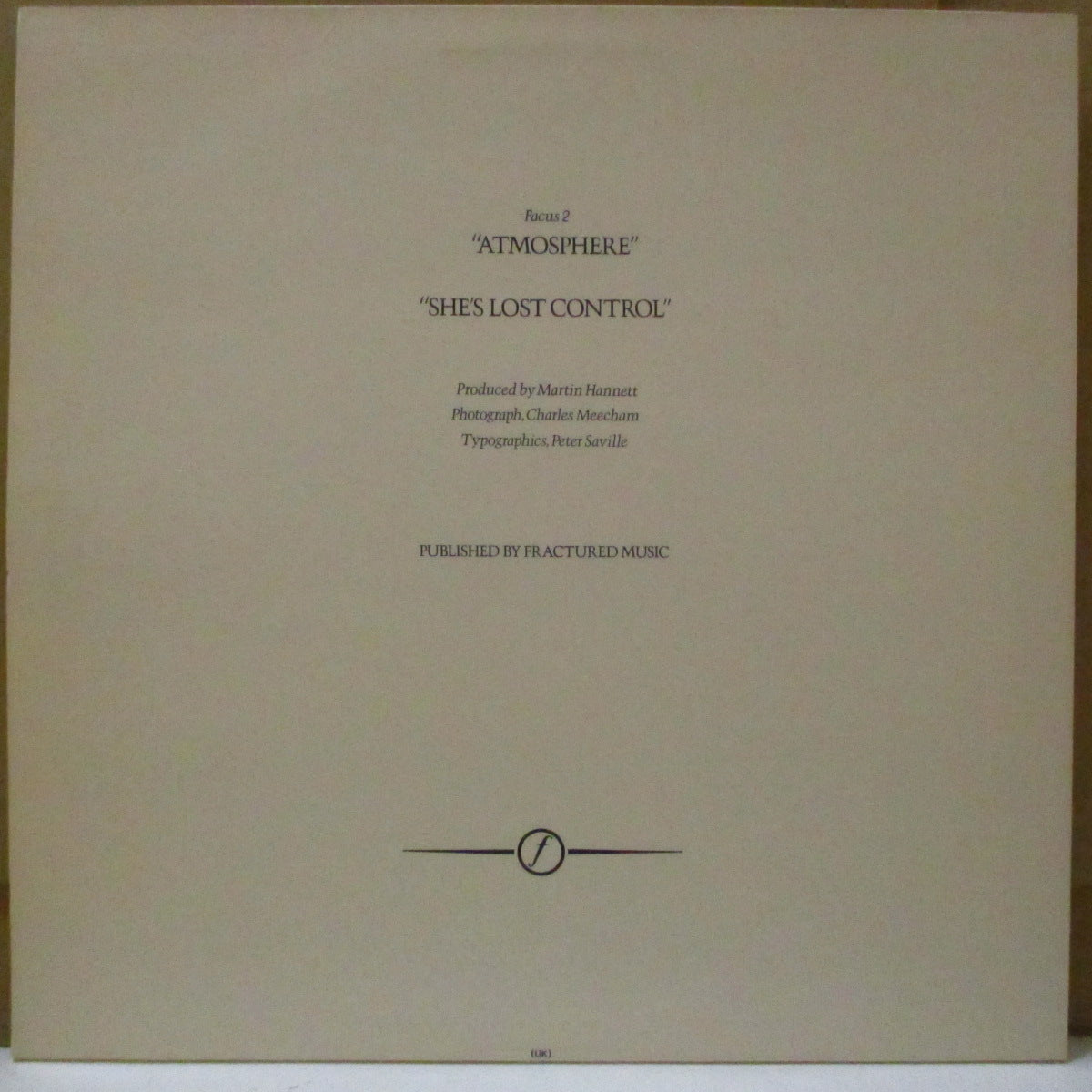 JOY DIVISION (ジョイ・ディヴィジョン) - Atmosphere (UK 限定ダークレッドヴァイナル 12インチ)