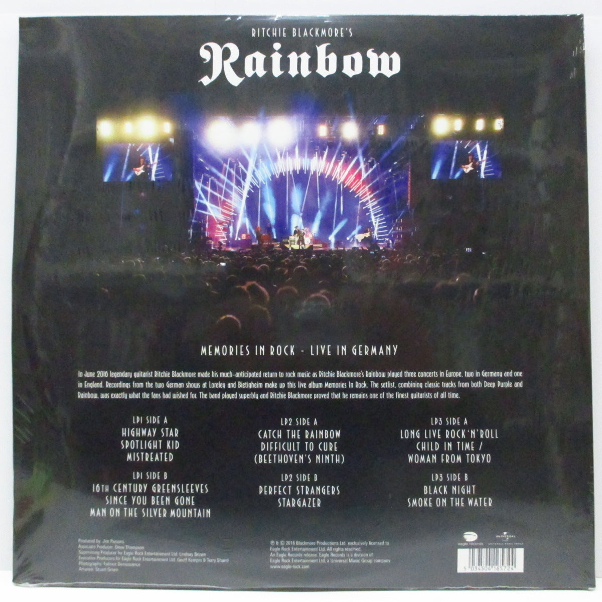 RAINBOW (レインボウ) - Memories In Rock - Live In Germany (German オリジナル「180g」3xLP+ステッカー付き見開ジャケ 「廃盤 New」 ) 2016年ライブ!